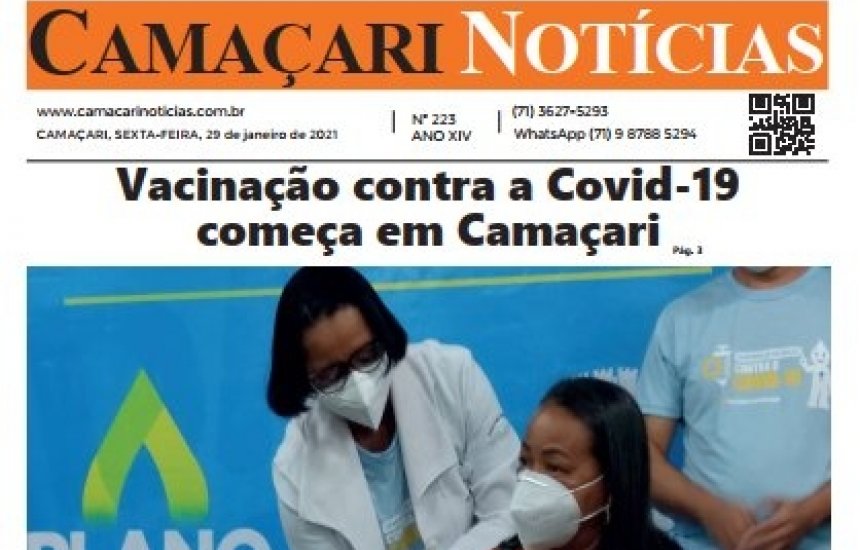 [Edição impressa do Camaçari Notícias destaca vacina contra Covid e fechamento da Ford]
